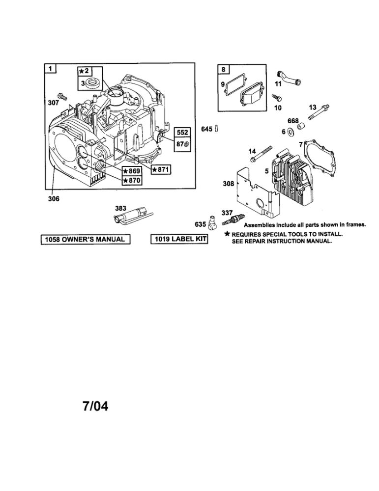 Cylinder/Breather/Shield-Cylinder Diagram and Parts List for 252700-252799 630-0719 Briggs and Stratton Engine